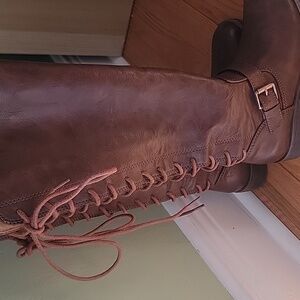 Brown Leather Knee-High Boots